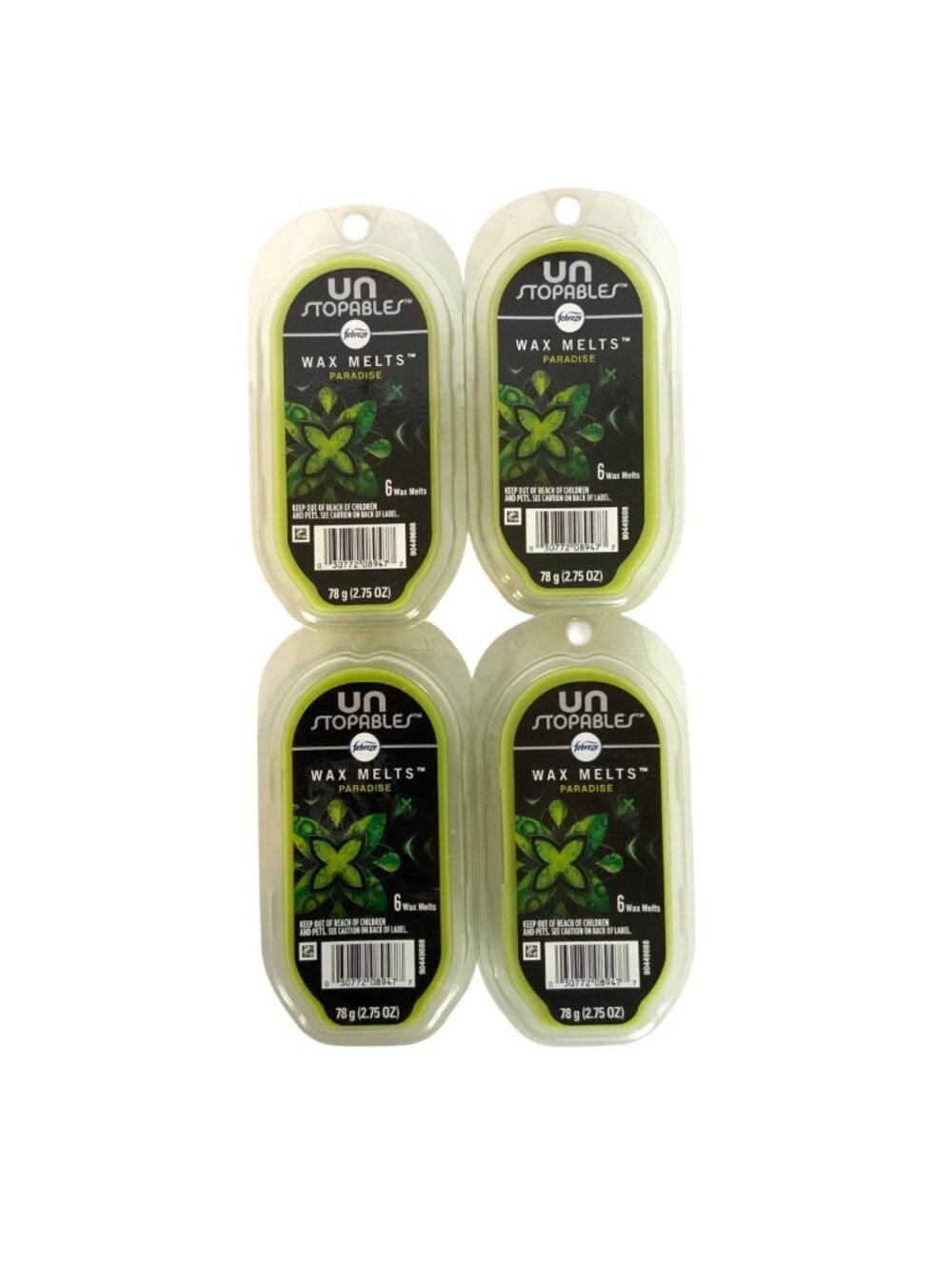 Unstopables Febreze Paradise 4 Pack Wax Melts 2.75 Oz with 6 melts each